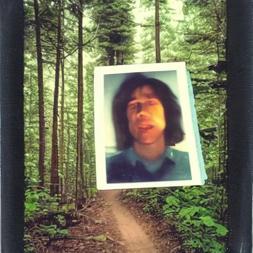 Prompt: polaroid photo of something awful found in a forest