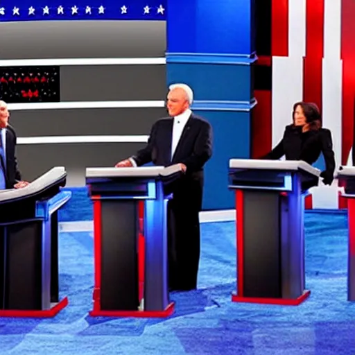 Image similar to iconic photo of robocop in presidential debate