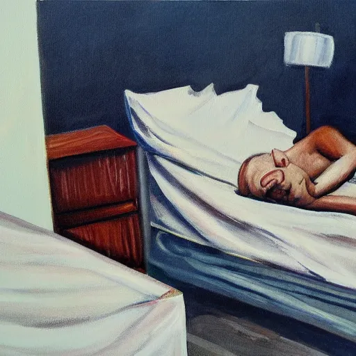 Image similar to painting about feeling alone in bed