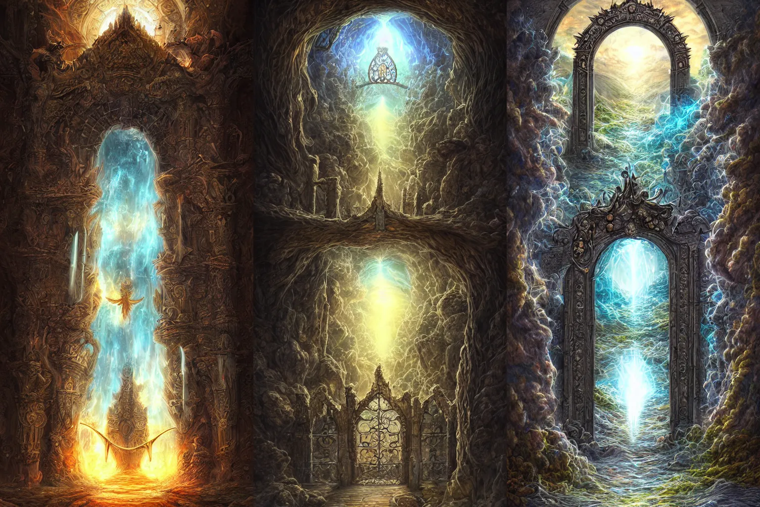 Prompt: the gate to the eternal kingdom of knowledge, fantasy, digital art, hd, detailed.
