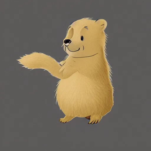 Image similar to a beaver whit fluffy fur drawn concept art