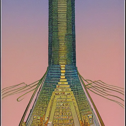 Prompt: the tower of man by jean giraud