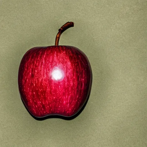 Image similar to an apple made of goat leather, close up, award winning digital photography