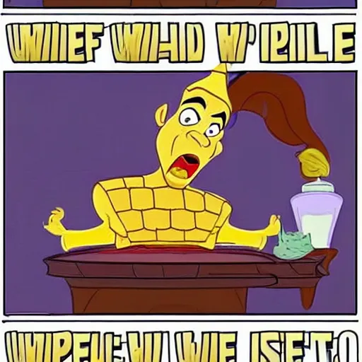 Image similar to the genie from aladdin hates waffles, he hates waffles so much, he wants to destroy any waffle he sees. the genie from aladdin sees some waffles right now