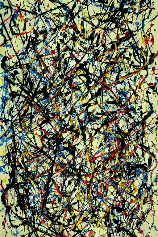 Image similar to tinnitus, by jackson pollock