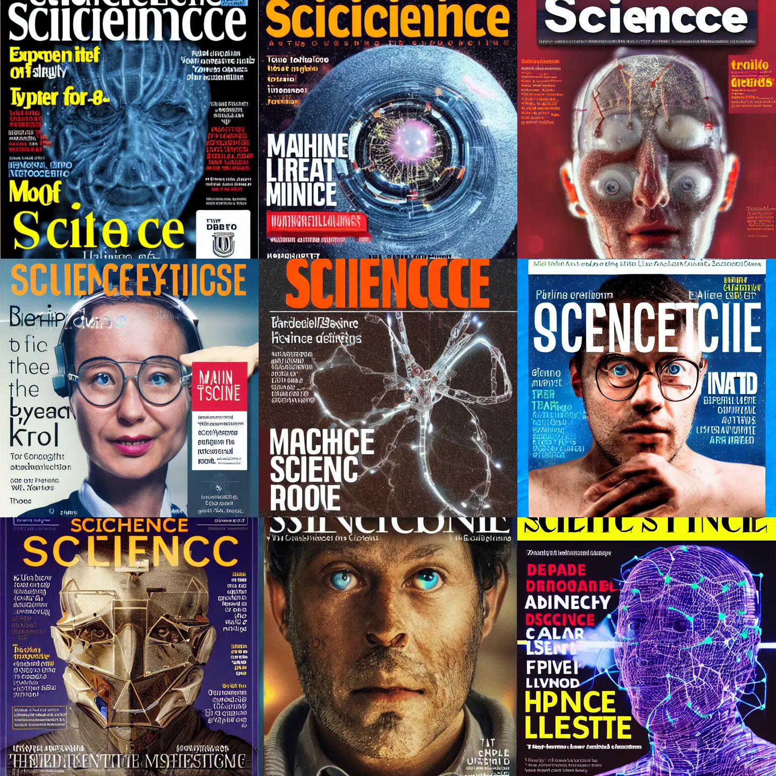 Prompt: machine learning on the cover of science extremely hyper detailed, cinematic lighting
