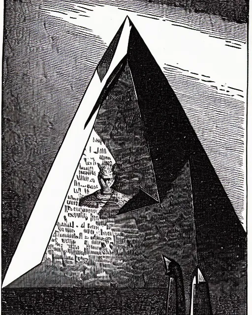 Image similar to illustration of pyramidhead from the dictionarre infernal, etching by louis le breton, 1 8 6 9, 1 2 0 0 dpi scan