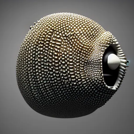 Image similar to : puffer fish pattern sculpture art on the wall in modern architecture studio, cinematic lighting, hyper - realistic, detailed, render by c 4 d octane, unreal engine, 8 k 3 d render