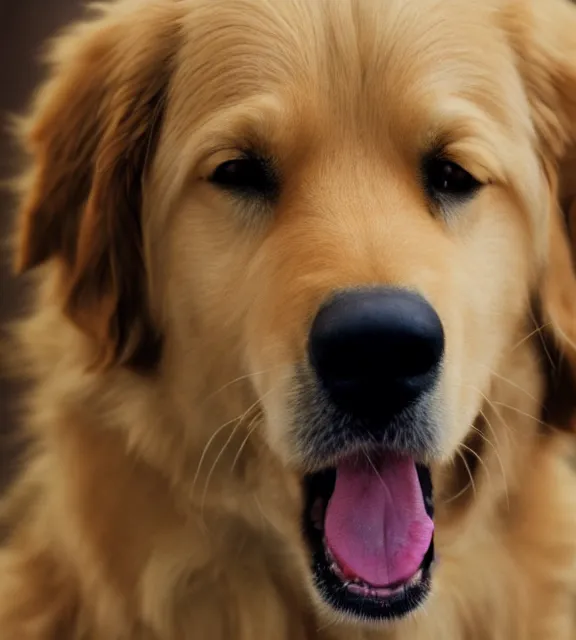 Image similar to a 4 k photorealistic photo medium shot of a golden retriever..