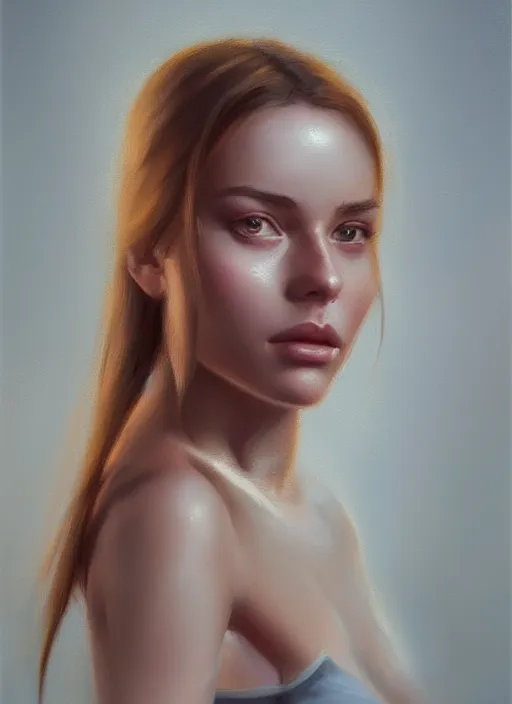 Image similar to portrait of a gorgeous young woman in the style of stefan kostic, artstation, concept art, realistic photo, smooth, insanely detailed