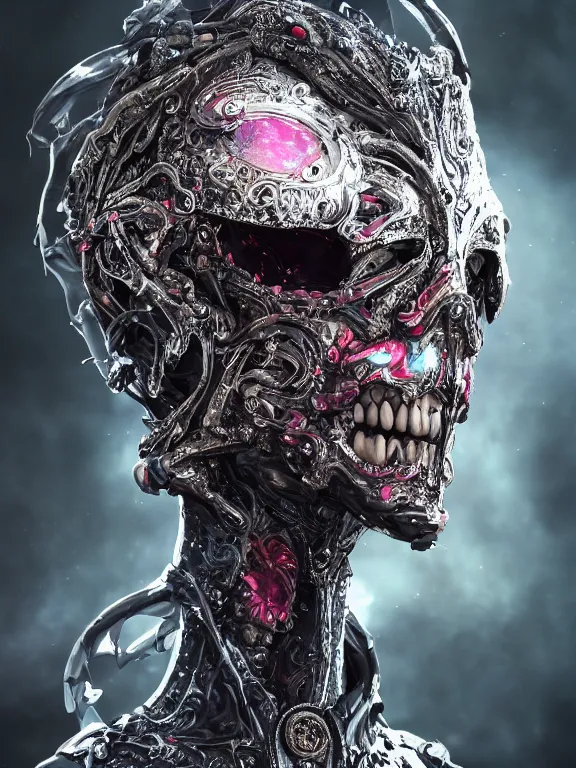 Prompt: portrait art of 8k ultra realistic undead vampire queen, ornate intricate smashed galaxy helmet , detailed intricate ornate armour,blade runner, cybernetic, full of colour, cinematic lighting, battered, trending on artstation, 4k, hyperrealistic, focused, extreme details,unreal engine 5, cinematic, masterpiece, art by ayami kojima, giger