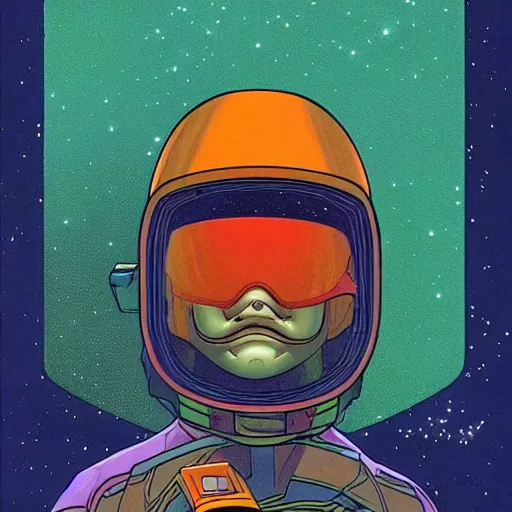 Prompt: Moebius portrait of a space mining operative, nostalgic look, amazing sci-fi portrait, 1980s sci-fi