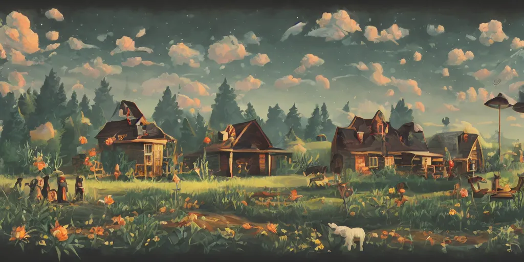 Prompt: cottagecore aesthetic on black background, organic, in gouache detailed paintings, props, stylized, 2 d sprite, kitbash, 8 k