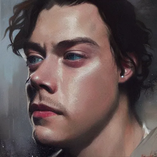 Prompt: harry styles, hyperrealistic portrait, bladerunner street, art of elysium by jeremy mann and alphonse mucha, fantasy art, photo realistic, dynamic lighting, artstation, poster, volumetric lighting, very detailed face, 4 k, award winning