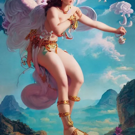 Image similar to the goddess of love showing humanity it's true form by Huang Guangjian and Gil Elvgren and Sachin Teng, 8k,