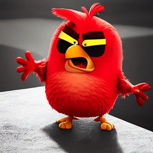 Image similar to ghetto red from angry birds with a gold chain on