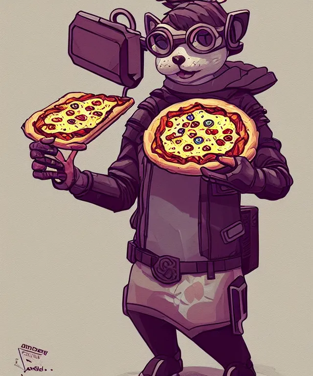 Image similar to a portrait of an anthropomorphic cyberpunk chipmunk holding a pizza, cyberpunk!, fantasy, elegant, digital painting, artstation, concept art, matte, sharp focus, illustration, art by josan gonzalez