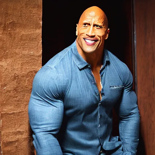 Prompt: Dwayne Johnson in the backrooms