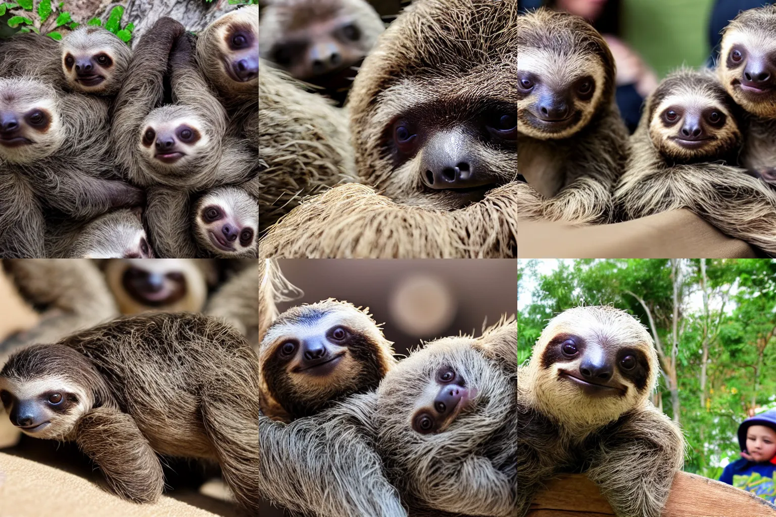 Prompt: a baby sloth parade, wide angled lens, with grand stands, onlookers, highly detailed photograph