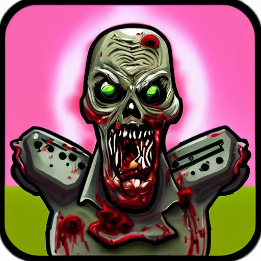 Prompt: zombie game icon digital art