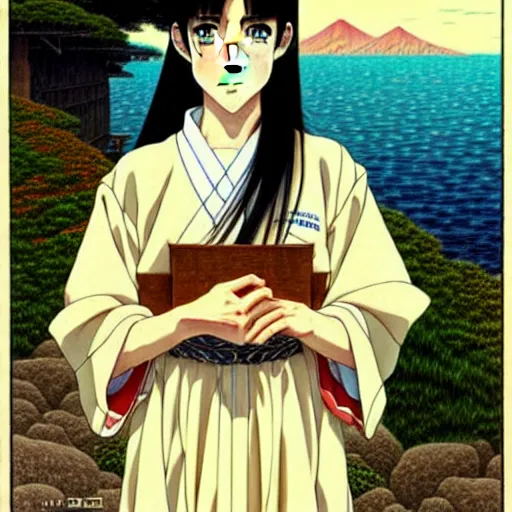 Image similar to anime jennifer connelly by hasui kawase by richard schmid