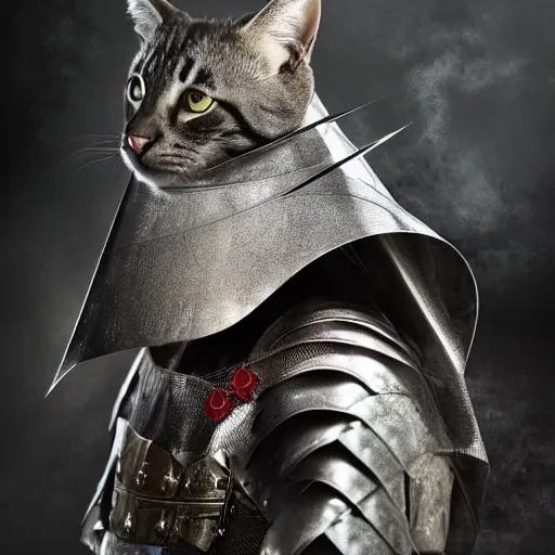 Image similar to an amazing award winning photo of a cat as knight templar, very detailed and sharp, 4k hdr, cinematic