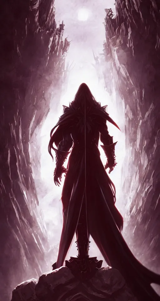 Image similar to alucard standing alone, castlevania, by stanley artgerm lau, wlop, rossdraws, james jean, andrei riabovitchev, marc simonetti, and sakimi chan, trending on artstation