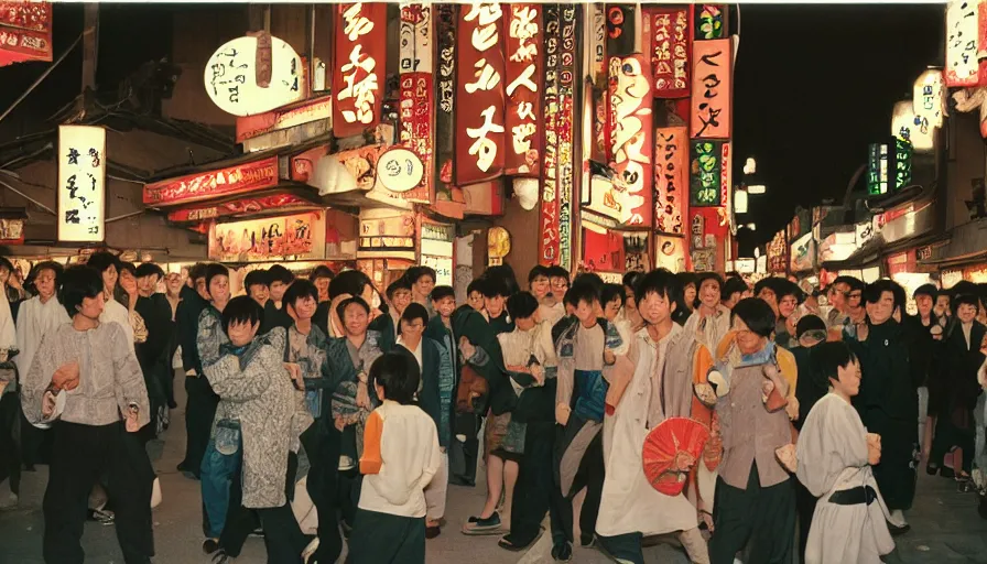 Image similar to masterful photography by haruto hoshi and yang seung woo, young people enjoying night life in kabuki cho japan, full color, shot on cinestill 8 0 0 t with a canon 3 5 mm lens aperture f / 5. 6, very realistic, highly detailed, intricate details