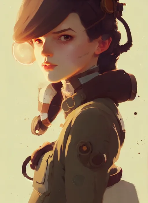 Image similar to portrait of cute maiden girl, steampunk by atey ghailan, by greg rutkowski, by greg tocchini, by james gilleard, by joe gb fenton, by in kaethe butcher, dynamic lighting, gradient light yellow, brown, blonde cream and white color in scheme, grunge aesthetic