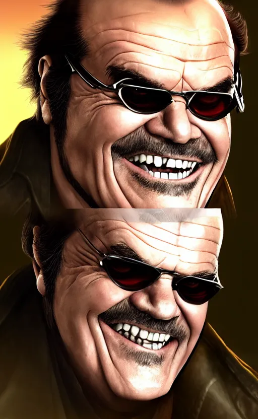 Image similar to Jack Nicholson as a character in the game League of Legends, with a background based on the game League of Legends, detailed face, old 3d graphics