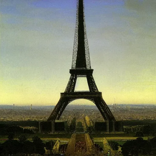 Prompt: painting of the Eifel Tower by Caspar David Friedrich