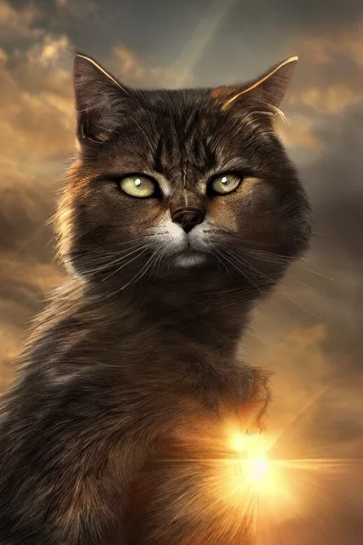 Image similar to a movie poster for warrior cats by wayne mclouglin, depth of field, sun flare, hyper realistic, very detailed, backlighting, trending on artstation