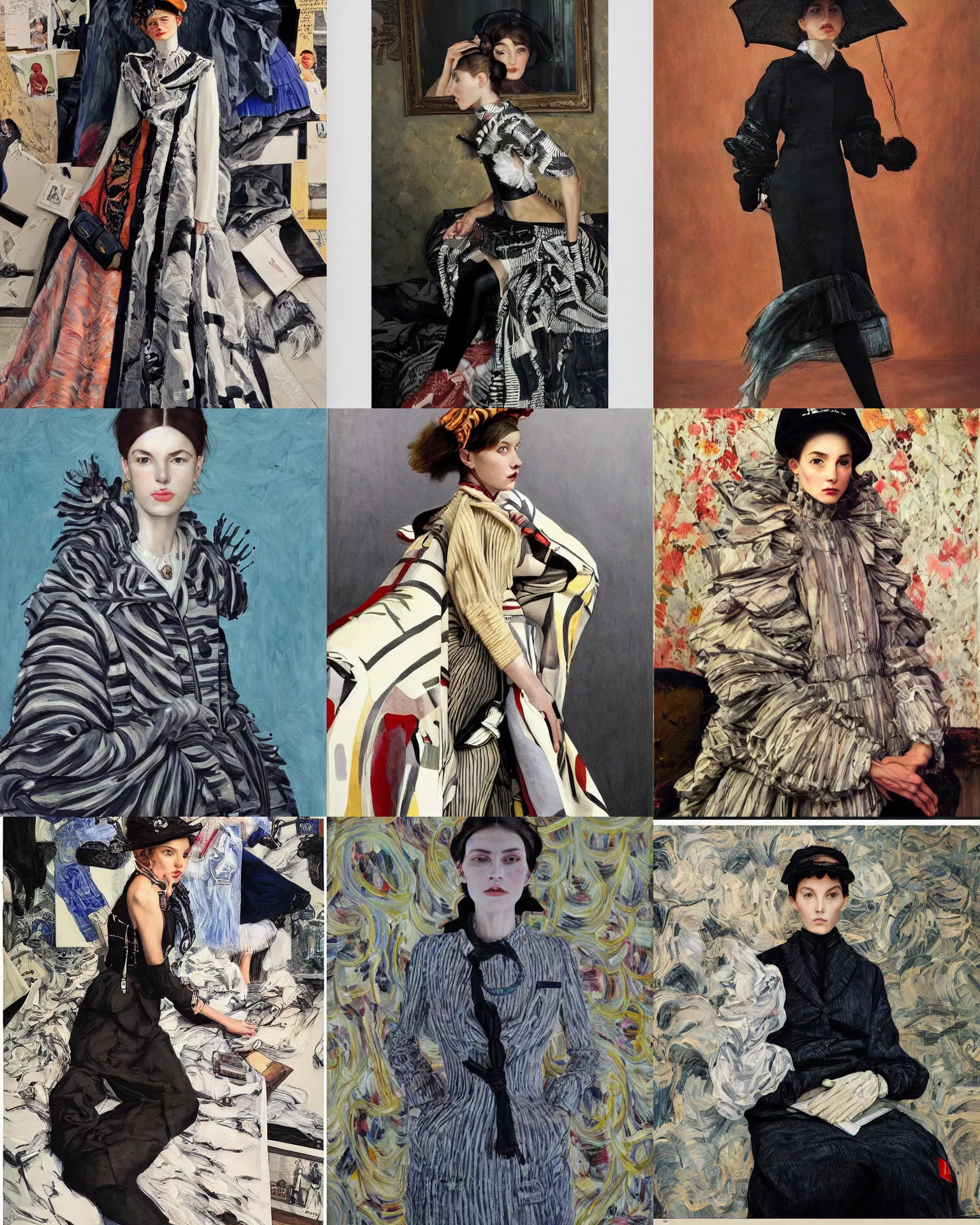 Prompt: a highly - detailed, 2 0 2 0 s streetwear, full - length portrait painting. james tissot, vogue magazine, zinaida serebriakova, edward hopper, annie leibovitz. a modern!!!!! 2 0 1 0 s vogue fashion photography portrait, studio photography portrait, background, fully - clothed!!!.