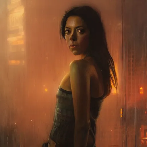 Prompt: aubrey plaza, hyperrealistic portrait, bladerunner street, art of elysium by jeremy mann and alphonse mucha, fantasy art, photo realistic, dynamic lighting, artstation, poster, volumetric lighting, very detailed face, 4 k, award winning