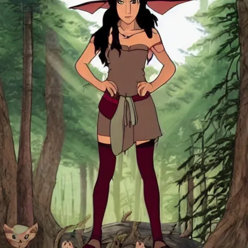 Prompt: megan fox as princess mononoke, studio ghibli art