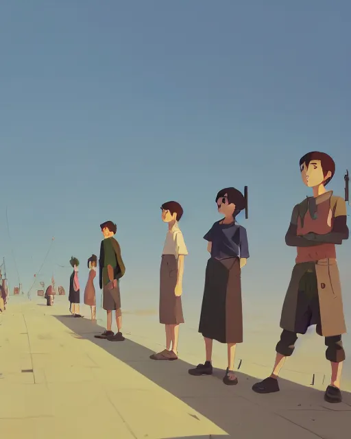 Image similar to a line of male statures lined up, james gilleard, atey ghailan, makoto shinkai, goro fujita, studio ghibli, rim light, exquisite lighting, clear focus, very coherent, plain background, soft painting