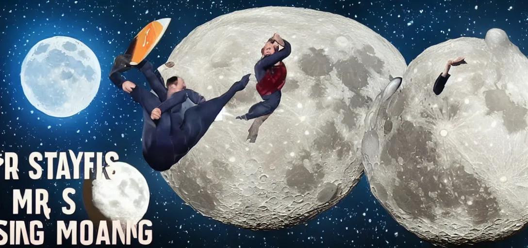 Image similar to mr beast surfing on money beyond the moon