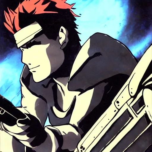 Prompt: solid snake in cowboy bebop, anime style, beautiful