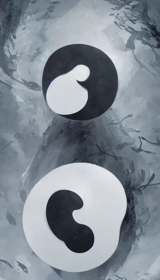 Image similar to Abstract representation of ying Yang concept, by Greg Rutkowski