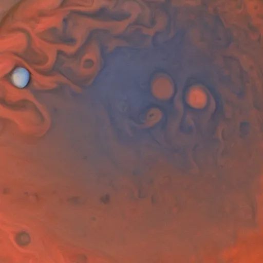Prompt: Clouds of Jupiter on Mars's surface.