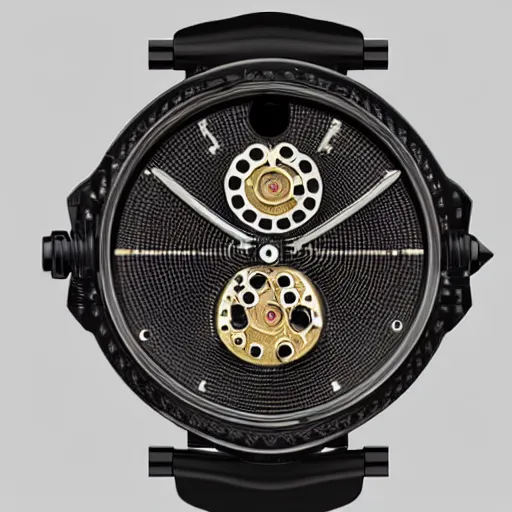 Image similar to a watch with an infinity mirror as a face and a lot of gears