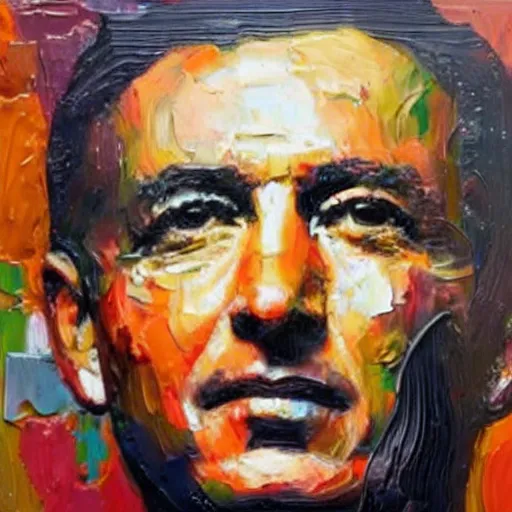 Prompt: oil paint impasto reliefs of famous people