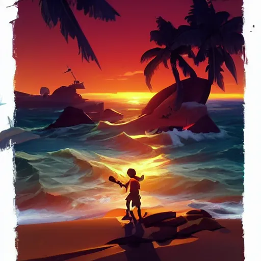 Image similar to painting treasure on sea of thieves game smooth median photoshop filter cutout vector, behance hd by jesper ejsing, by rhads, makoto shinkai and lois van baarle, ilya kuvshinov, rossdraws global illumination