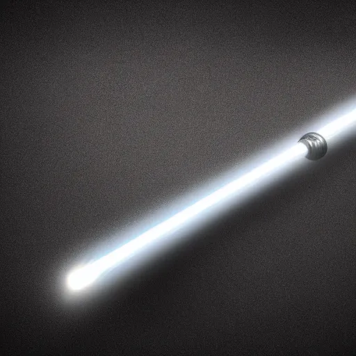 Image similar to lightsaber on a table, photorealistic render, 4 k, depth of field