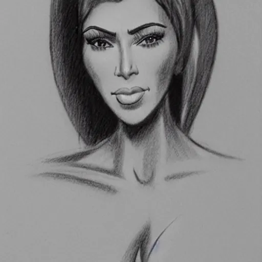 Image similar to milt kahl pencil sketch of kim kardashian