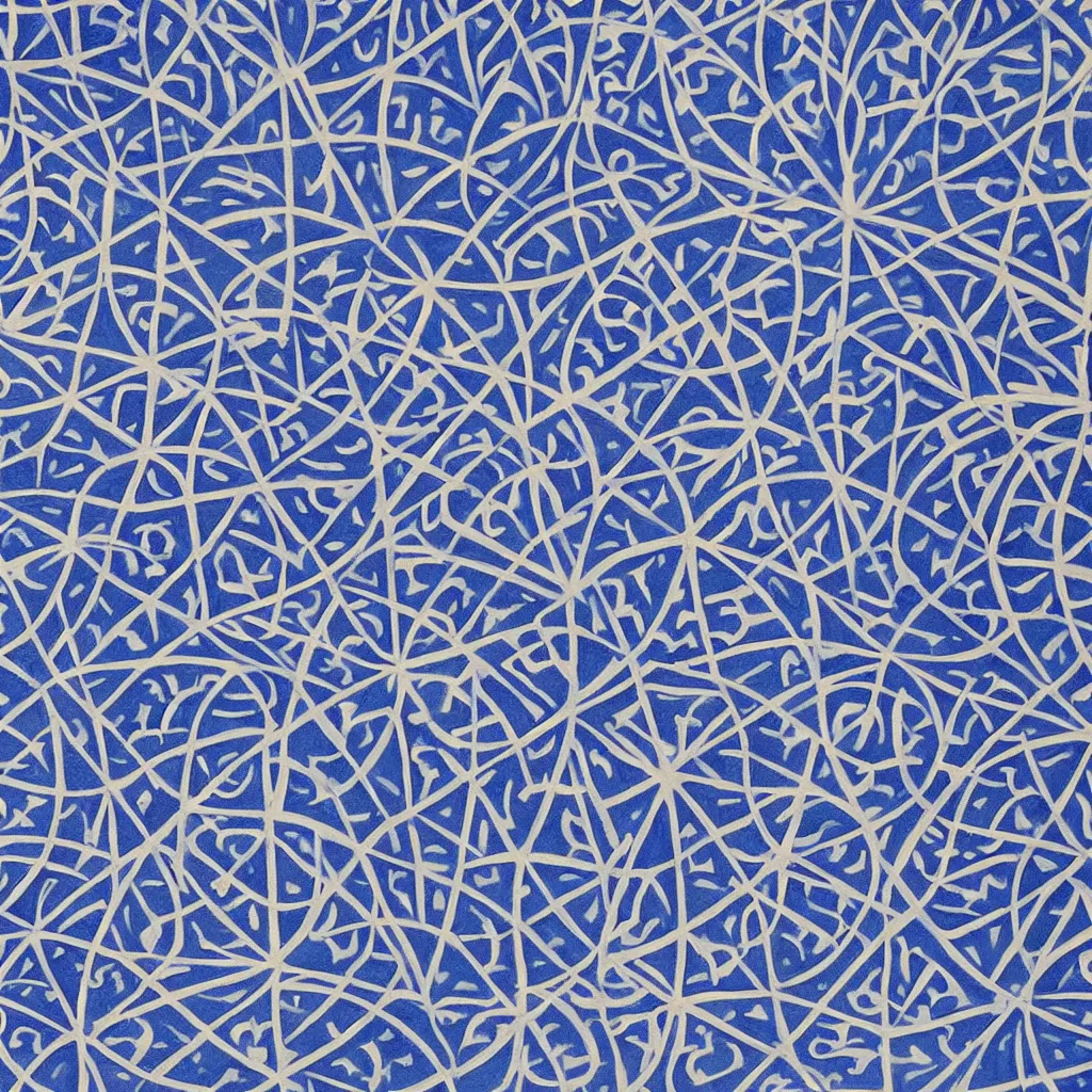 Image similar to a impasto oil painting of beautiful, symmetric indian pattern, blue! and white colors, ultra high details, symmetry, large geometric shapes