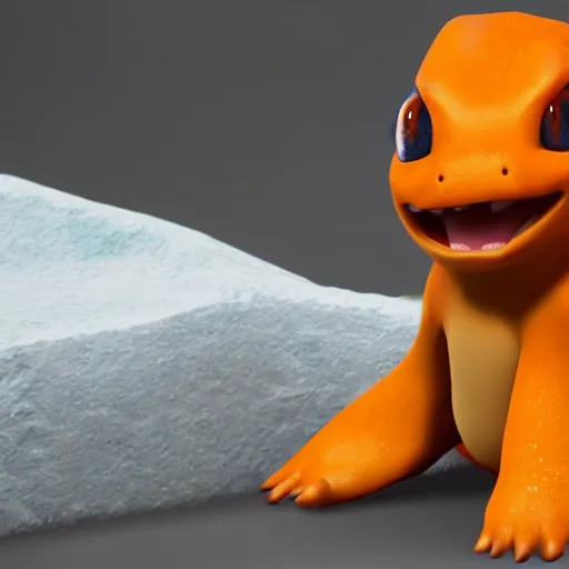 Prompt: charmander shaped ice, concept art, octane render, unreal engine 5, highly detailed, high quality, 8 k, soft lighting, realistic face, path traced