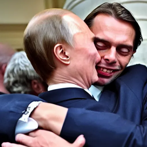 Image similar to thierry baudet hugging vladimir putin