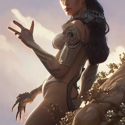 Prompt: ultra realistic illustration of tara davis, sci - fi, fantasy, intricate, elegant, highly detailed, digital painting, artstation, concept art, smooth, sharp focus, illustration, art by artgerm and greg rutkowski and alphonse mucha