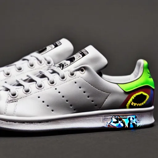 Image similar to adidas stan smith by jean michel basquiat, nate vanhook, mark miner